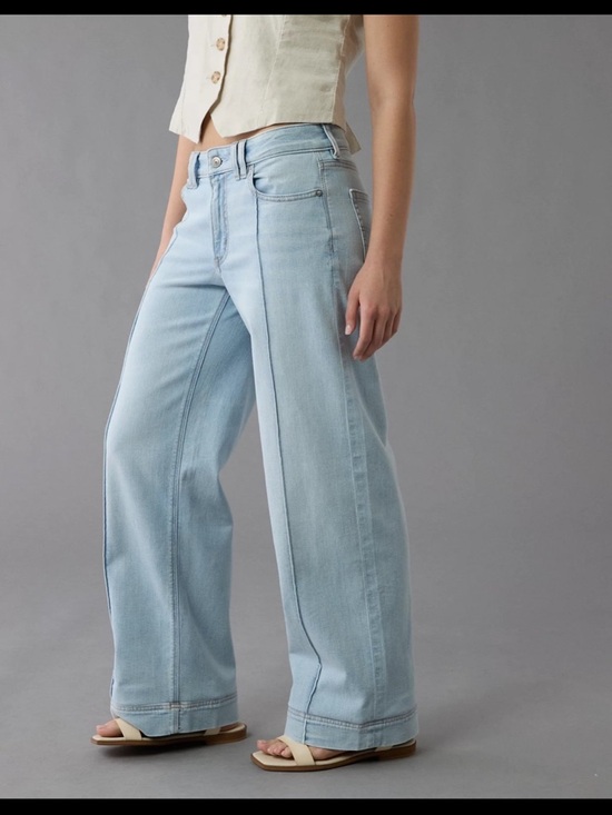 American Eagle Outfitters Denim - American Eagle Wide Leg Baggy Low Rise Light Wash Jeans